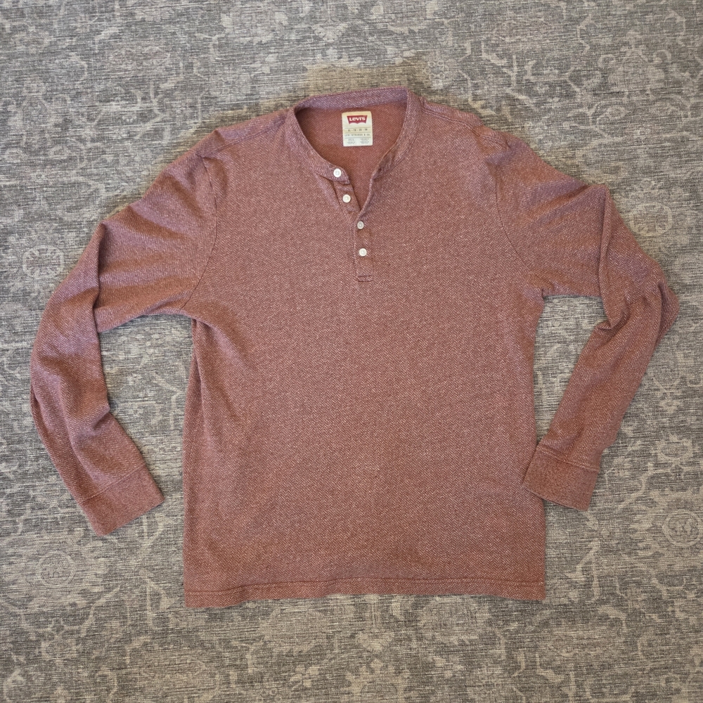 Levi's Heathered Burgundy Henley Long Sleeve